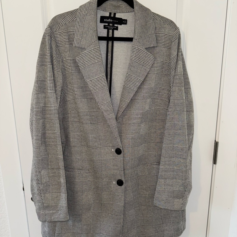 Torrid Black and Gray Plaid Blazer